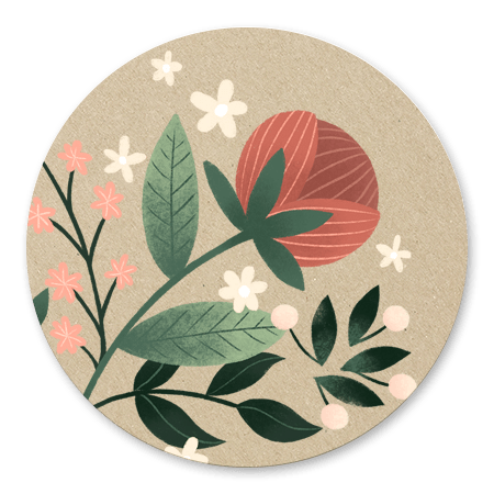 Botanisch - bloemen, takjes en kraft
